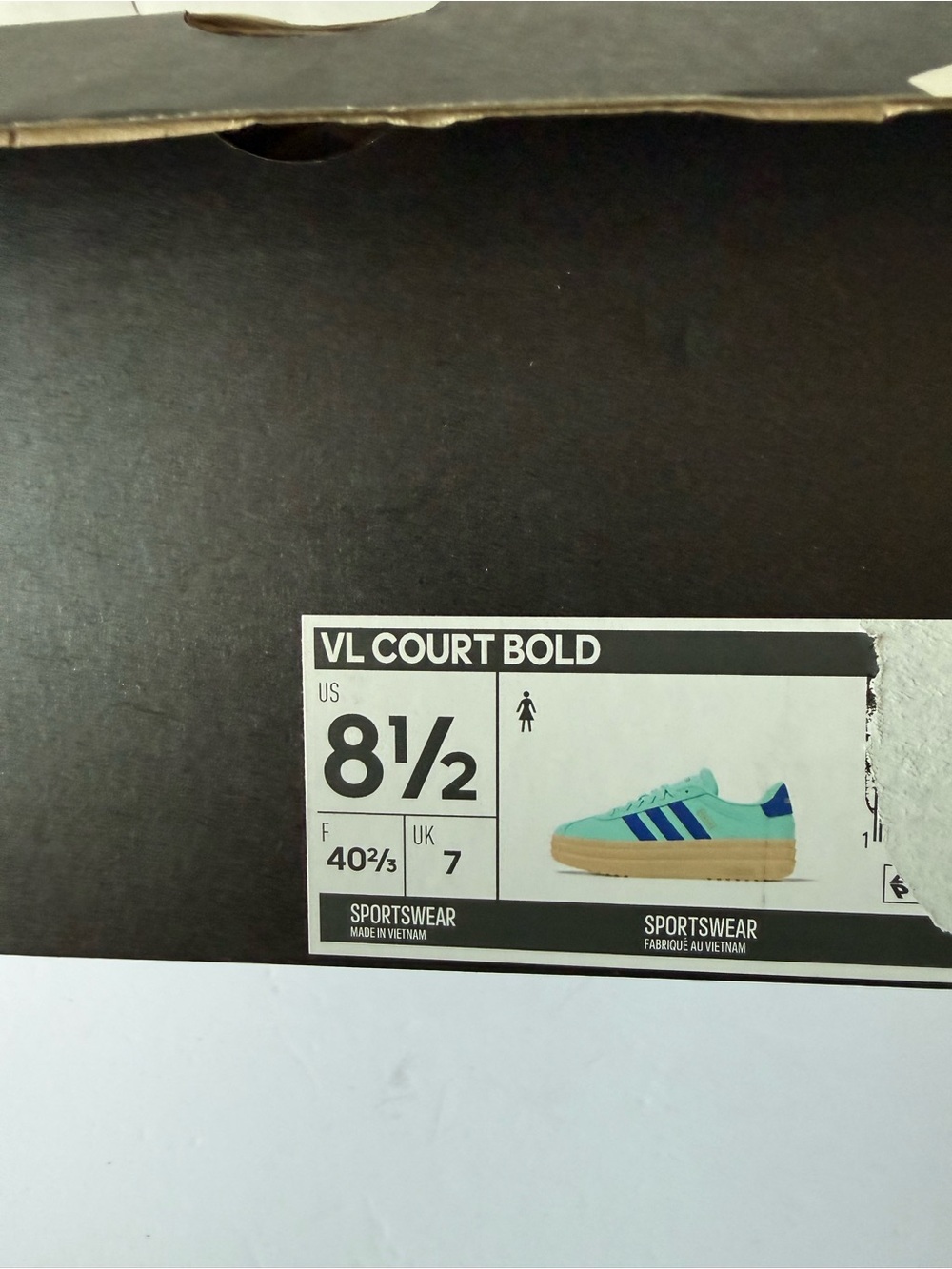 Adidas VL Court Bold Women’s Size 8.5 Platform Sneakers Aqua RoyalBlue JS3813NEW - Picture 2 of 9